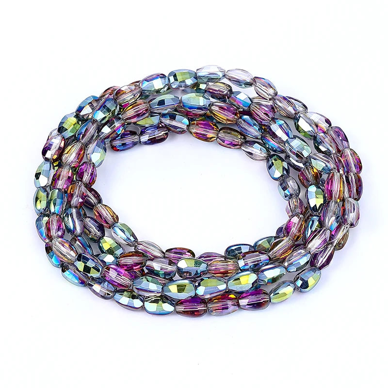 10 Colors 6x8mm Faceted Glass Beads Loose Craft Spacer Beads for DIY Jewelry Bracelet Necklace Earring Keychain Making Crafts Qme Color 1 6x8mm-70pcs