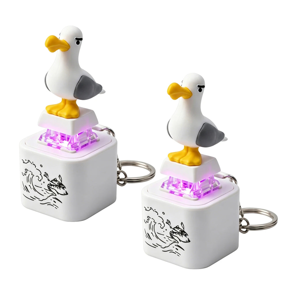 1/2PCS Seagull Button Keychain Animal Pendant Decorations Fun Fidget Clicker Toy for Office Desk Stress Relief Decompression Qme 2Pcs Charging