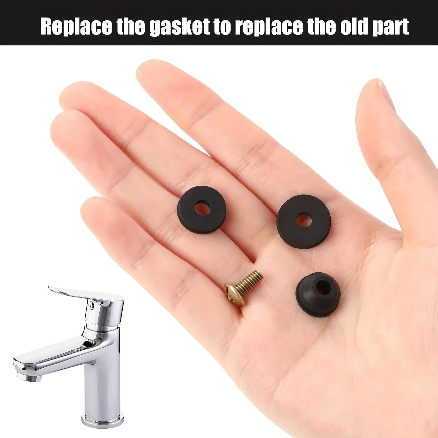 116Pcs flat and beveled faucet washer and brass faucet screw combination for various quick-opening faucet spool wear washer Qme