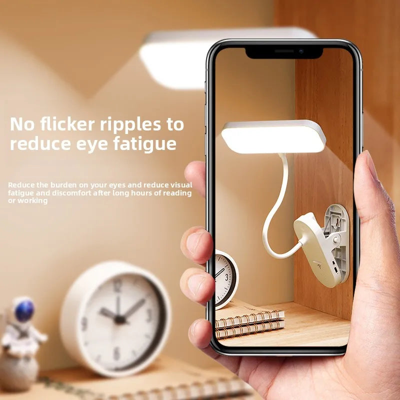 Clip-on LED Reading Lamp USB-Charged Portable Light Reduce Eye Strain Qme
