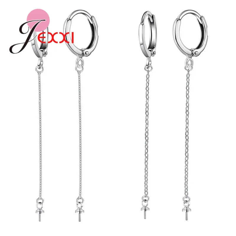 Real Silver Earrings Components For Women Hand Making Jewelry 925 Stamp Sterling Silver Color Earrings Jewelry Findings DIY Qme