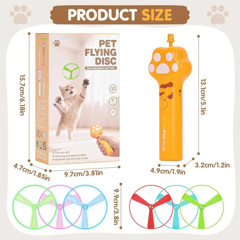 Cat Disc Launcher Rechargeable Flying Launcher With 6 Discs Interactive Cat Toy For Outdoor Play Garden Backyard Patio Balcony Qme Yellow China Mainland