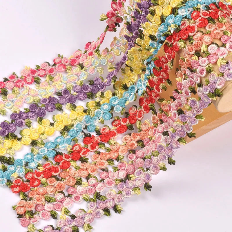 1 Yard 21mm Colorful Flower Lace Trim, Cute Rose Floral Embroidery Lace Ribbon for DIY Sewing Crafts Clothes Headbands cp3851 Qme