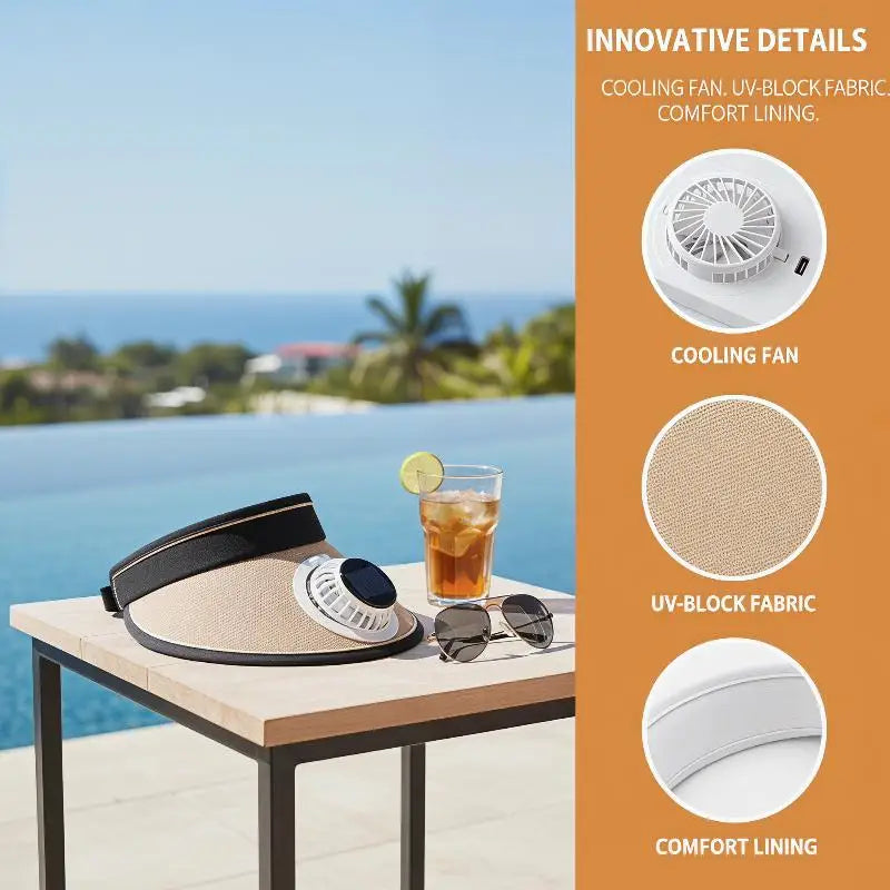 Breathable Cooling Fan Hat Sunscreen Sun Visor Fishing Peaked Cap Qme