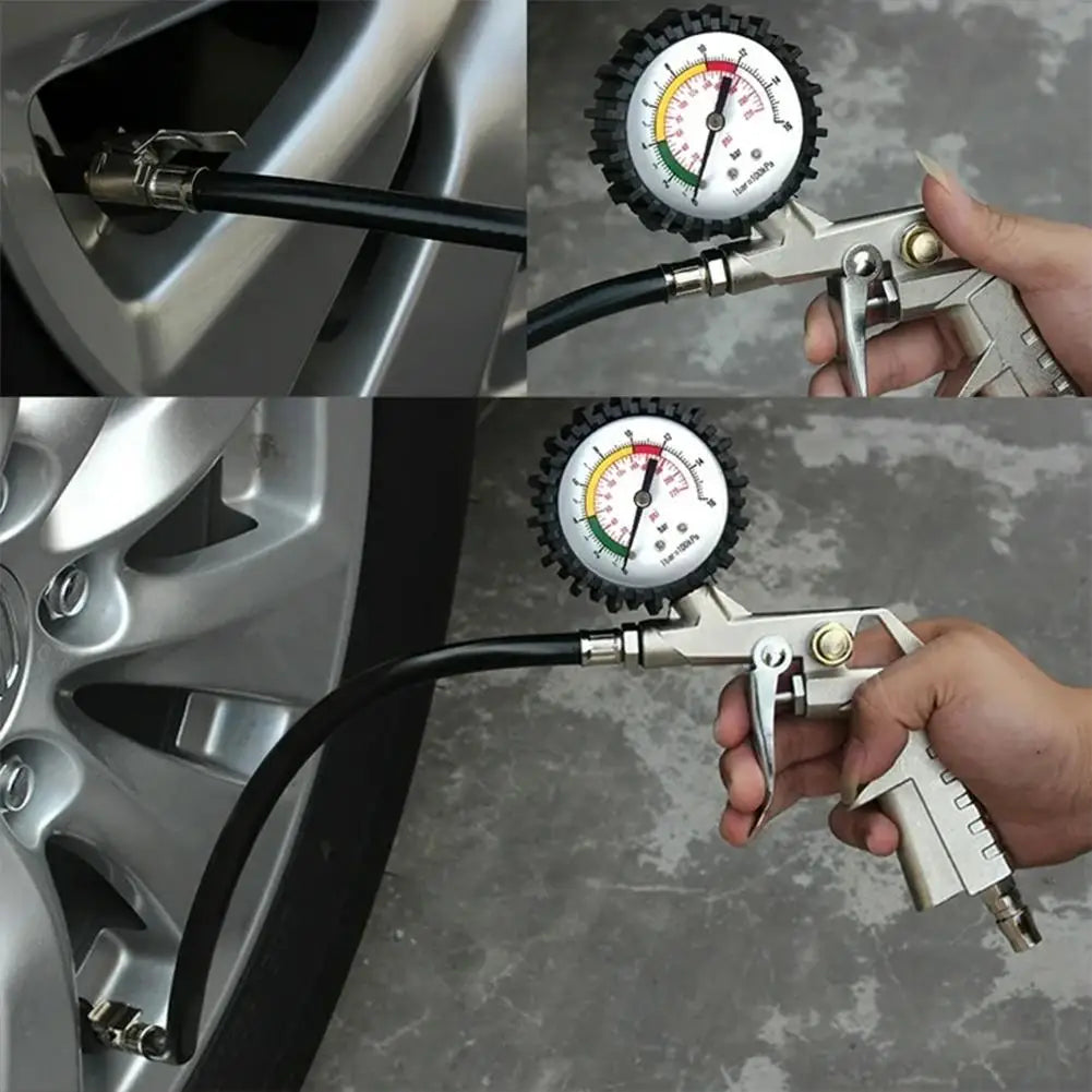 0-16Bar/0-220Psi Auto Tire Pressure Gauge Pressure Gun Type For Air Compressor Car Motorcycle SUV Inflator Pump Tire Repair Tool Qme