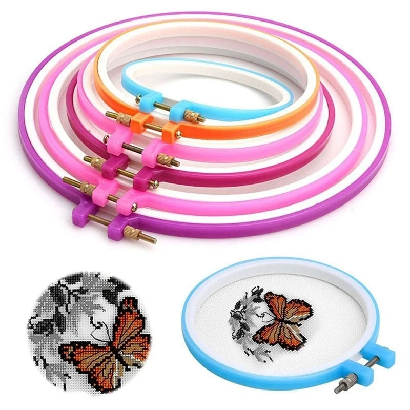 Lot Plastic Embroidery Cross Stitch Hoop Ring Frame Adjustable Sewing Qme Default Title