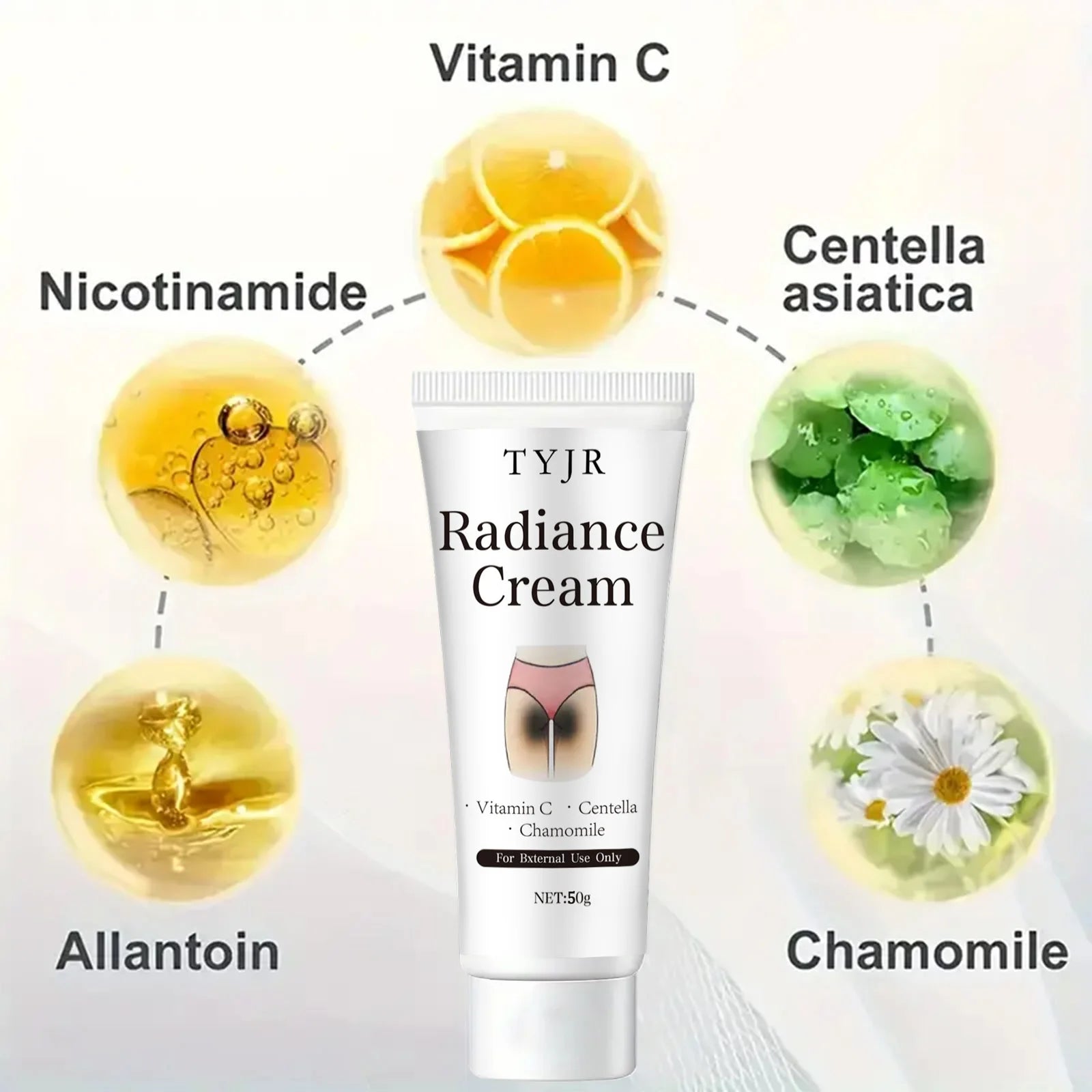 Snow White Cream Contains Niacinamide and Centella Asiatica, Whitening Lotion for Body and Private Parts, Underarm Rejuvenation Qme