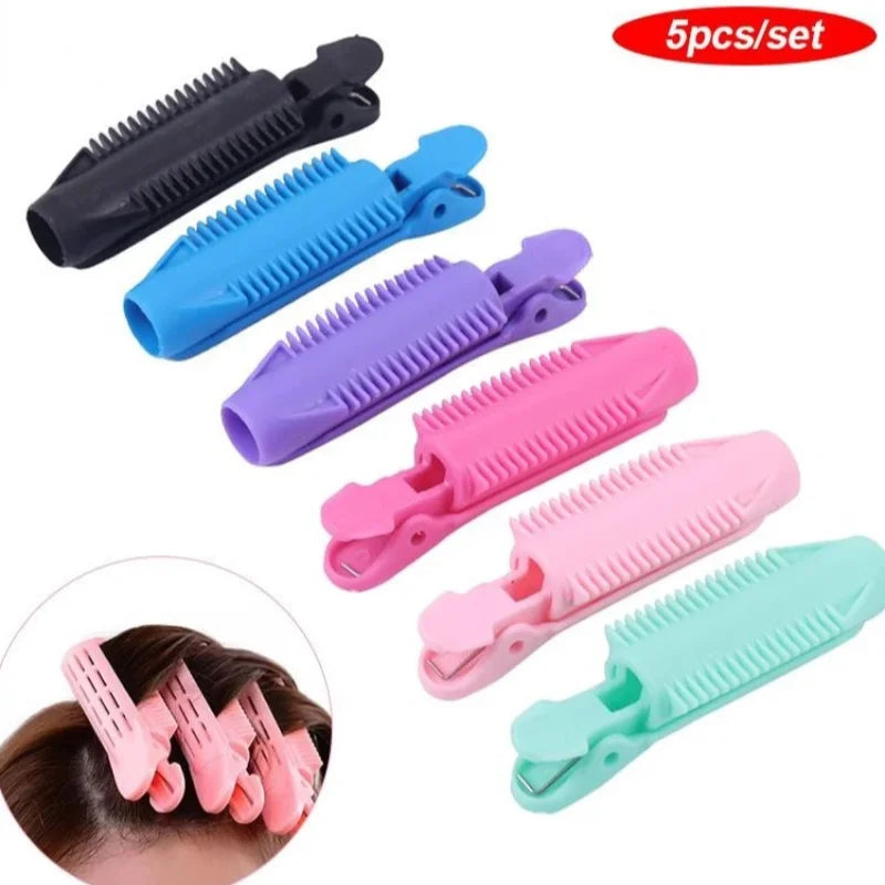 5 Pcs Magic Hair Care Rollers Hair Roots Candy Color Natural Fluffy Clip Sleeping No Heat Plastic Hair Curler Styling Tools Qme