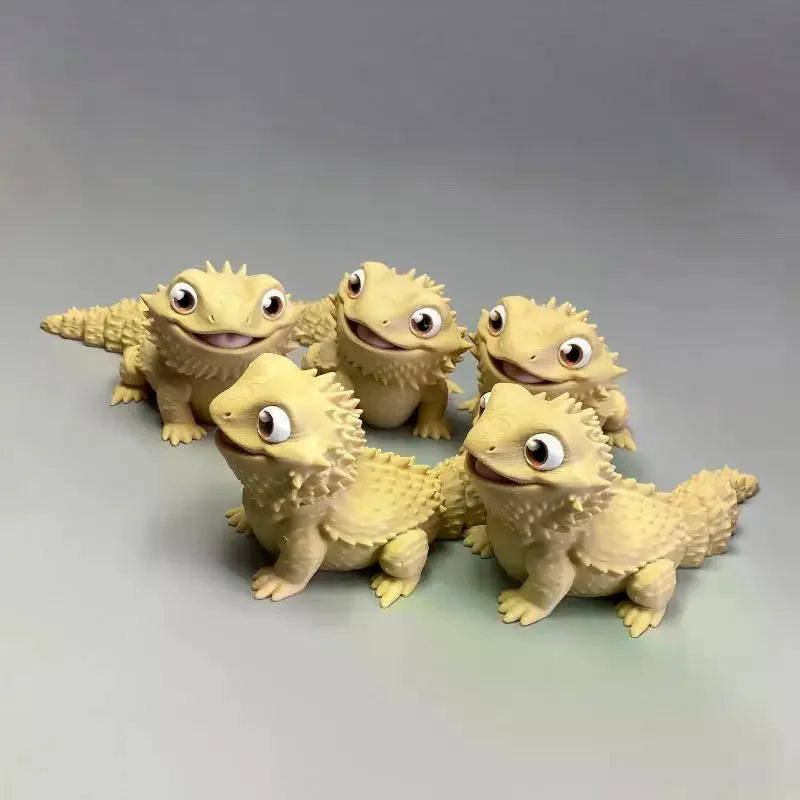 3D Printed Cute Bearded Dragon Figurine Lizard Statue Desktop Ornament Reptile Lover Gift Home Decor Animal Collection Craft Qme