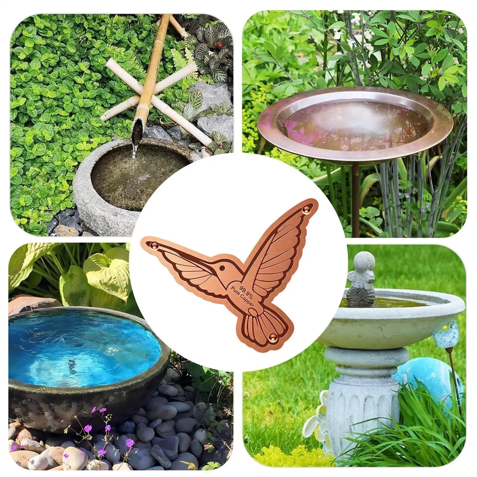 Copper Bird Disc Portable Safe Cleaning Bowl Dish Bath Outside Qme