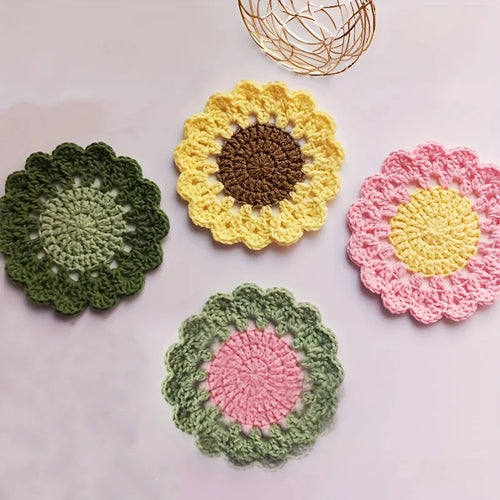1/2pcs Crochet Coasters, Flower Coasters, Home Decor, Table Protection Qme