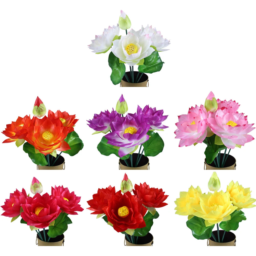 Artificial Flower 1pcs Arrangement Decoration Fake For Wedding Garden Home Lotus Party Plastic Simulation Stalks Qme