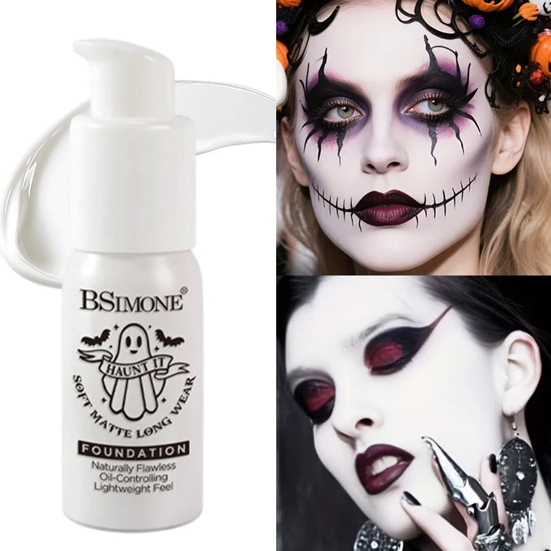 Long-lasting White Foundation Waterproof Sweatproof Halloween Ghost Qme 1pc