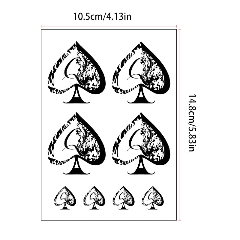 New Spades Q Tattoo Stickers Temporary Stickers Waterproof, Durable Black Solid Color Disposable Stickers Sexy Tattoo Stickers Qme B-Q