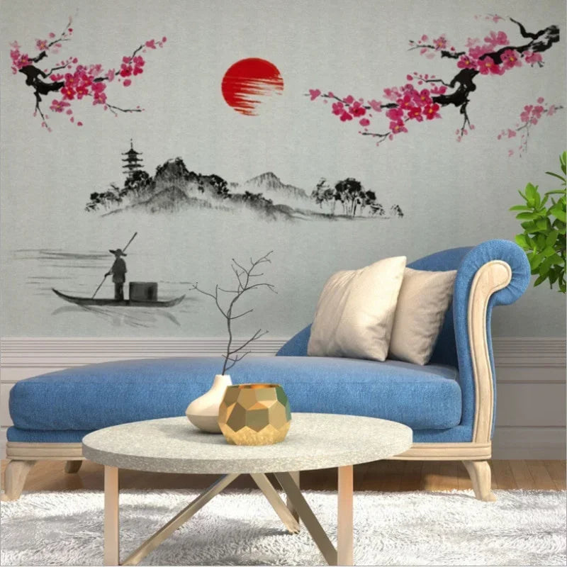 Chinese Sakura Japanese Pink Cherry Blossom Tree Decoration Mural Qme Default Title