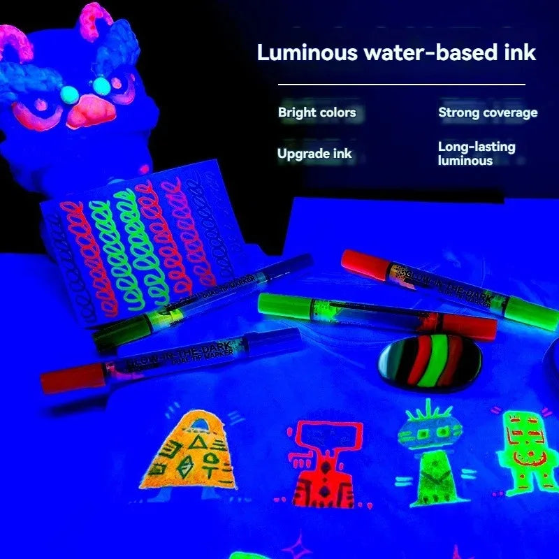 8 Colors/set Neon UV Fluorescent Acrylic Paint Markers Pens, Glow in The Dark Bright DIY Luminous Marker Pen Art Supplies Qme