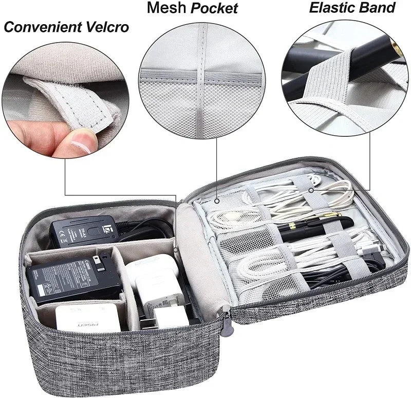 Portable Waterproof Digital Electronic Organizer Cable Storage Bag USB Data Line Charger Plug Storage Bag Travel Cable Organizer Qme