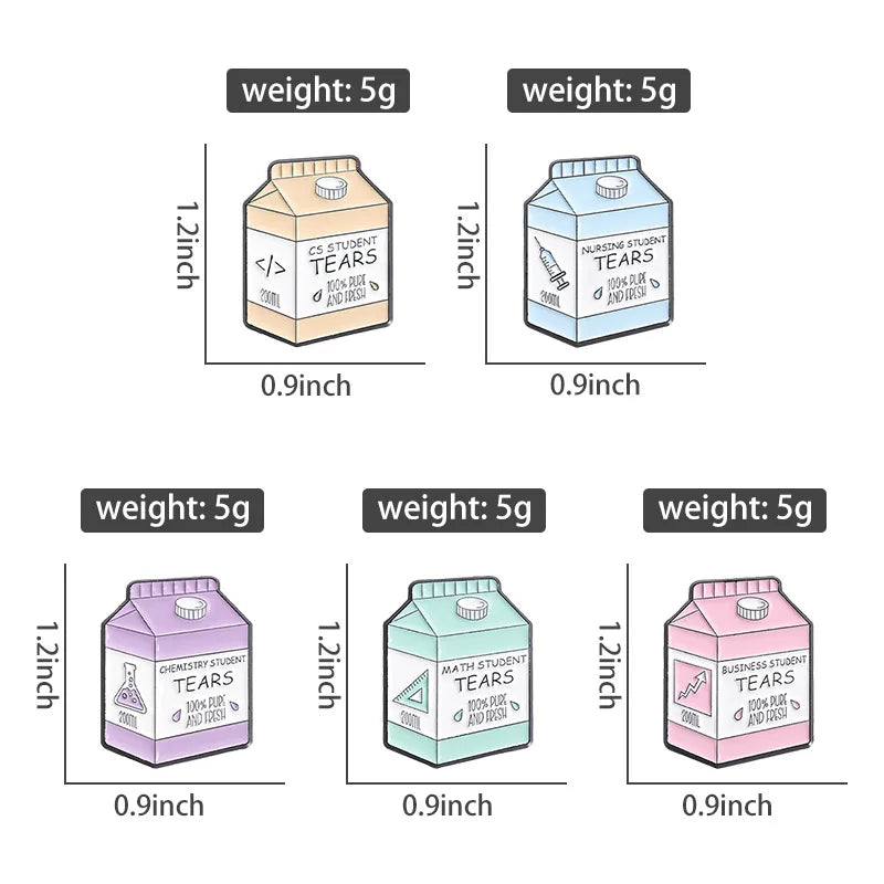 Nursing Chemistry Math CS Enamel Pins Business Student Tears Container Brooches Backpack Decoration Lapel Badge Jewelry Gifts Qme