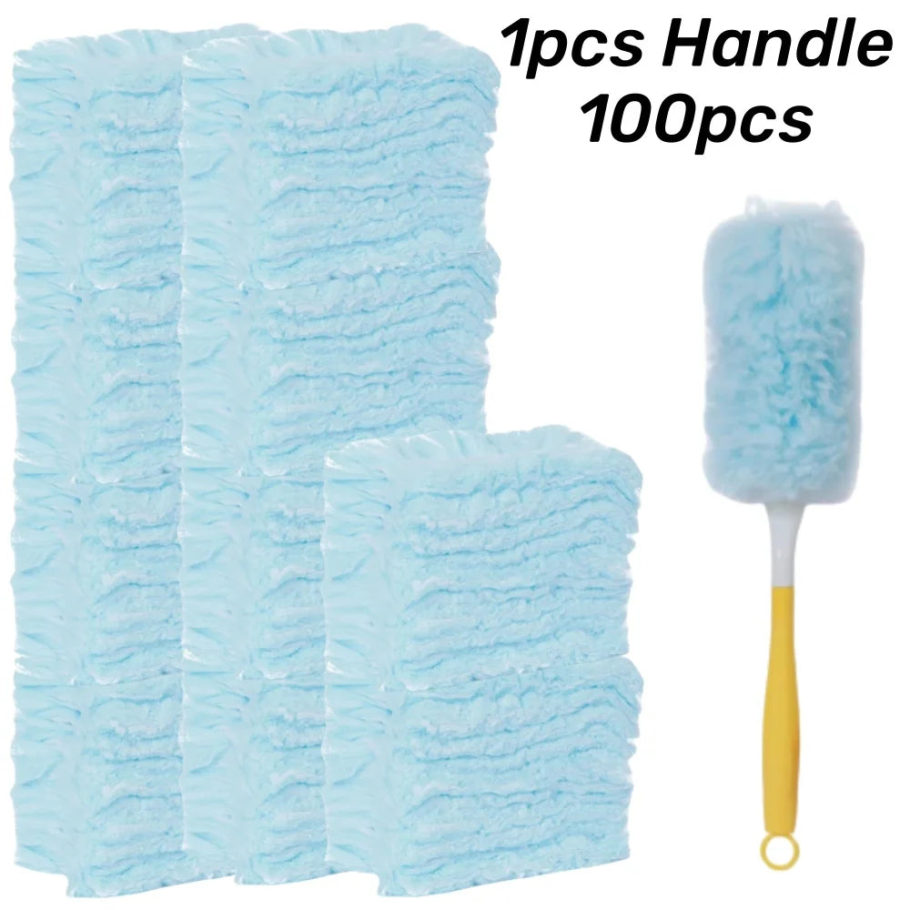 Double Sided 360 ° Electrostatic Precipitator for Household Clean Ceiling Corner Dust Spider Web Replaceable Dust Removal Cloth Qme Blue Set 6