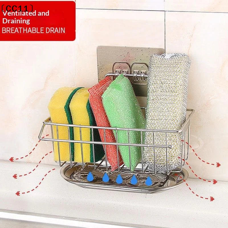 Stainless Steel Kitchen Drain Rack Basket Sink Side Storage Qme