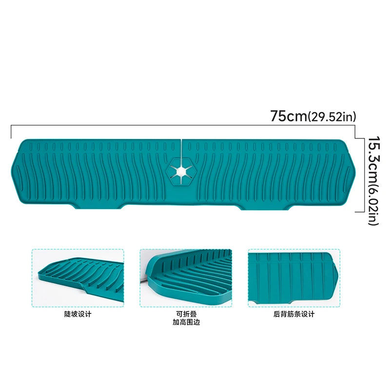 Silicone Sink Splash Guard Slope Upgraded Faucet Mat Gadgets-splash Qme green