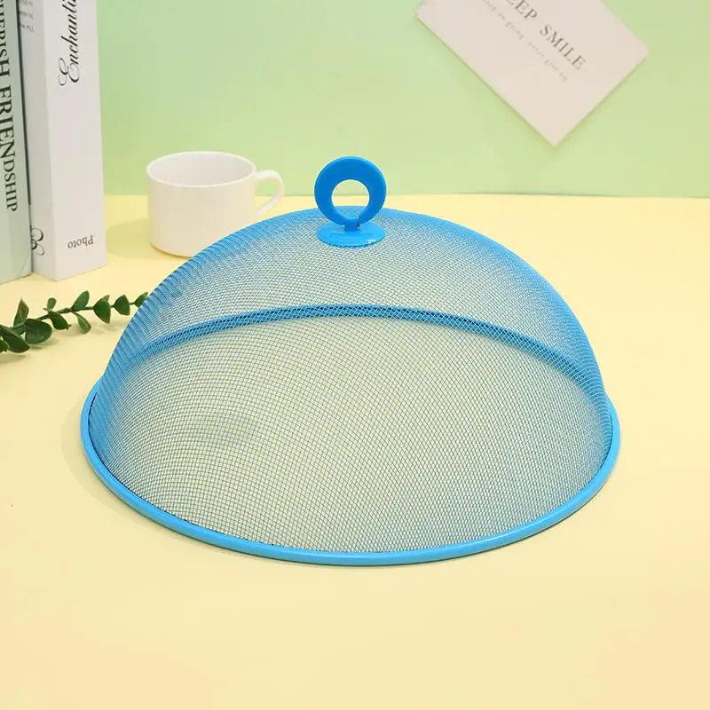 Mesh Food Cover Protective Round Shape Dish Lid Household Anti-flying Qme Blue