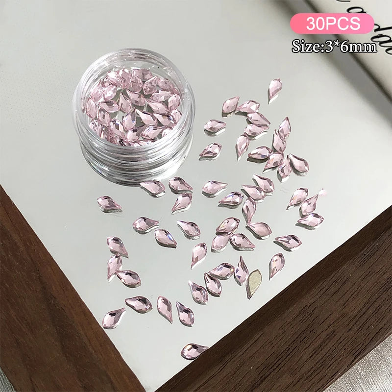 Box 3D Irregular-shaped Rhinestones Crystal Pearl Nail Art Qme Pink