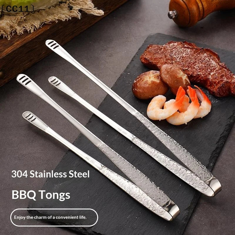 Stainless Steel Barbecue Tongs Kitchen Vegetable Reusable Meat Qme