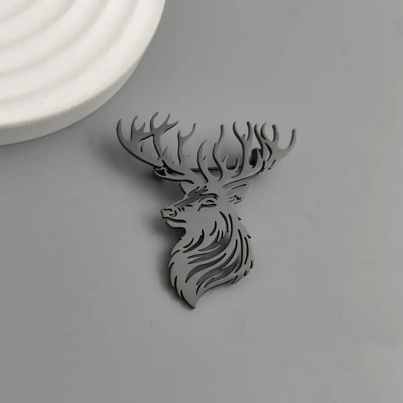 Fashion Christmas Elk Animal Brooch High Quality Stainless Steel Badge for All Season Outfit Accessory Qme A3
