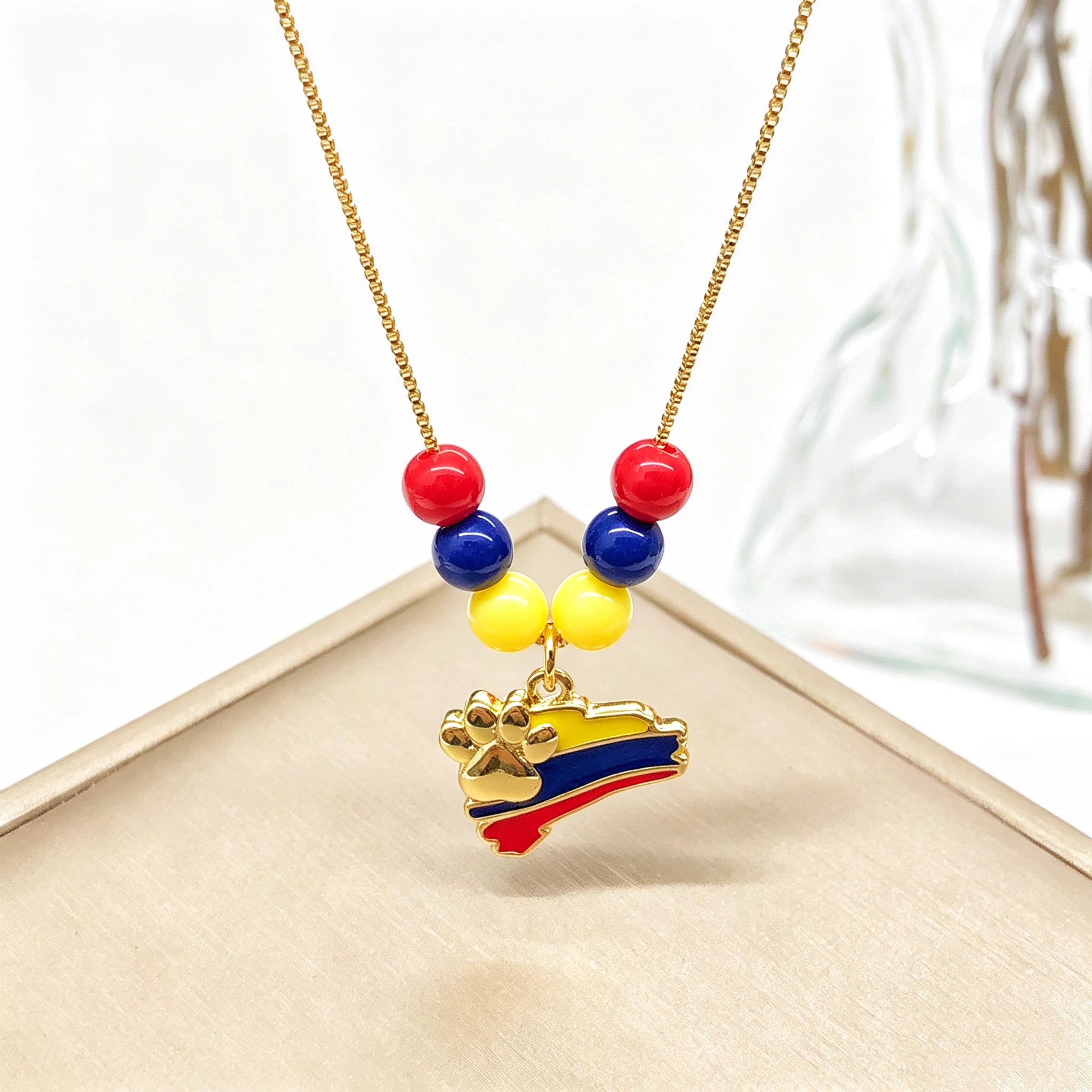 Hot Sale Enamel Art Venezuela Colombia Flag Cross Violin Bird Necklace Gift for Man Woman Daily Party Patriotic Jewelry Choker Qme 11 45cm