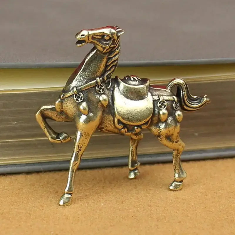 Brass Horse Small Ornament Home Desktop Decoration Retro Pure Copper Horse Crafts Copper Figurines Enthusiasts Collect Qme