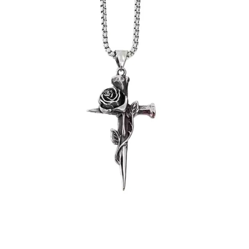 Hot Selling Vintage Punk Cross Pendant Necklace - Unique Hip Hop Chain for Women Qme