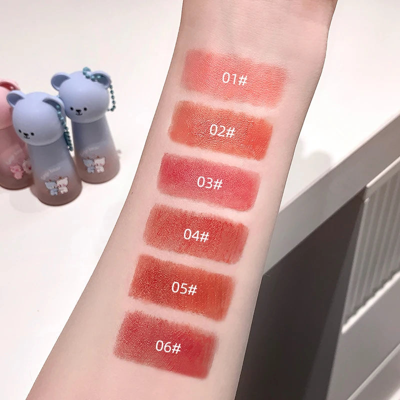 Gege Bear Cute Pendant Matte Lip Glaze Velvet Clay Long-lasting Qme