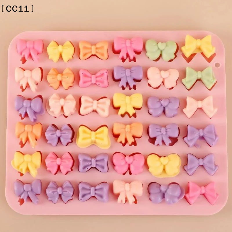 Bow Silicone Molds 6 Different Shapes 36-Cavity Chocolate Fondant Qme