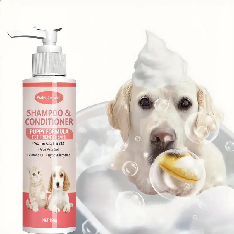 Gentle 2-in-1 Puppy Shampoo & Conditioner with Vitamins & Aloe - Hypoallergenic Formula for Soft, Shiny Coats & Moisturized Skin Qme
