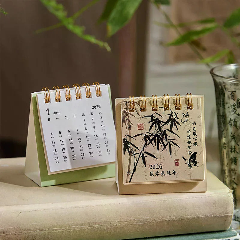 2026 Mini Simple Calendar Small Desk Creative Coil Planner Desktop Qme