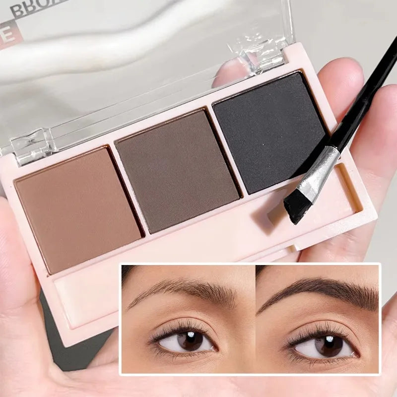 3-Color Brow Powder Brush Long-lasting Color-resistant Versatile Qme
