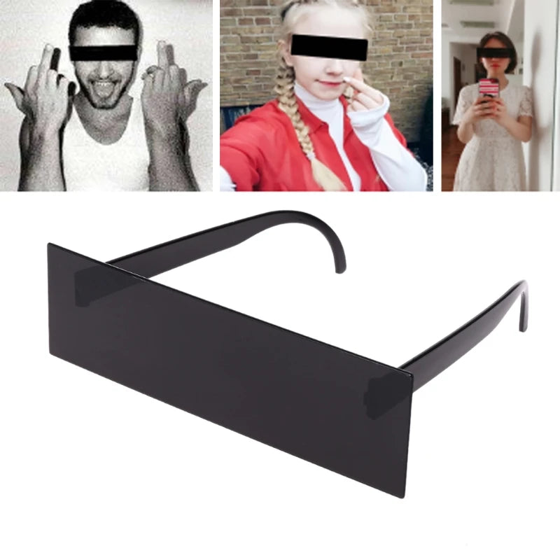 1Pc New Fancy Glasses Photobooth Props Censorship Black Eye Covered Bar Internet Sunglasses for Costume Xmas Party Cosplay Qme