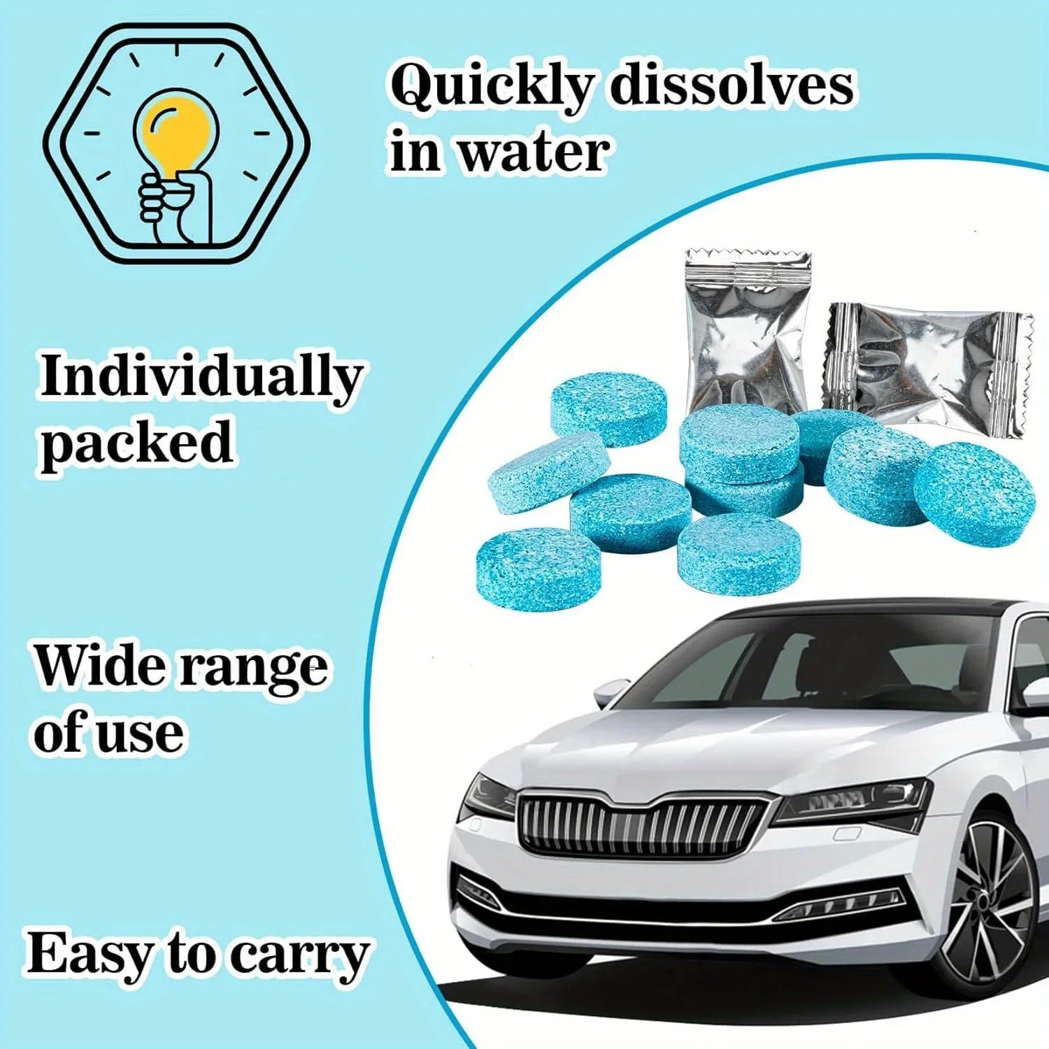 50/100/200Pcs Car Windshield Washer Tablets Glass Cleaner Concentrate Fluid Car Windshield Cleaner Automotive Qme