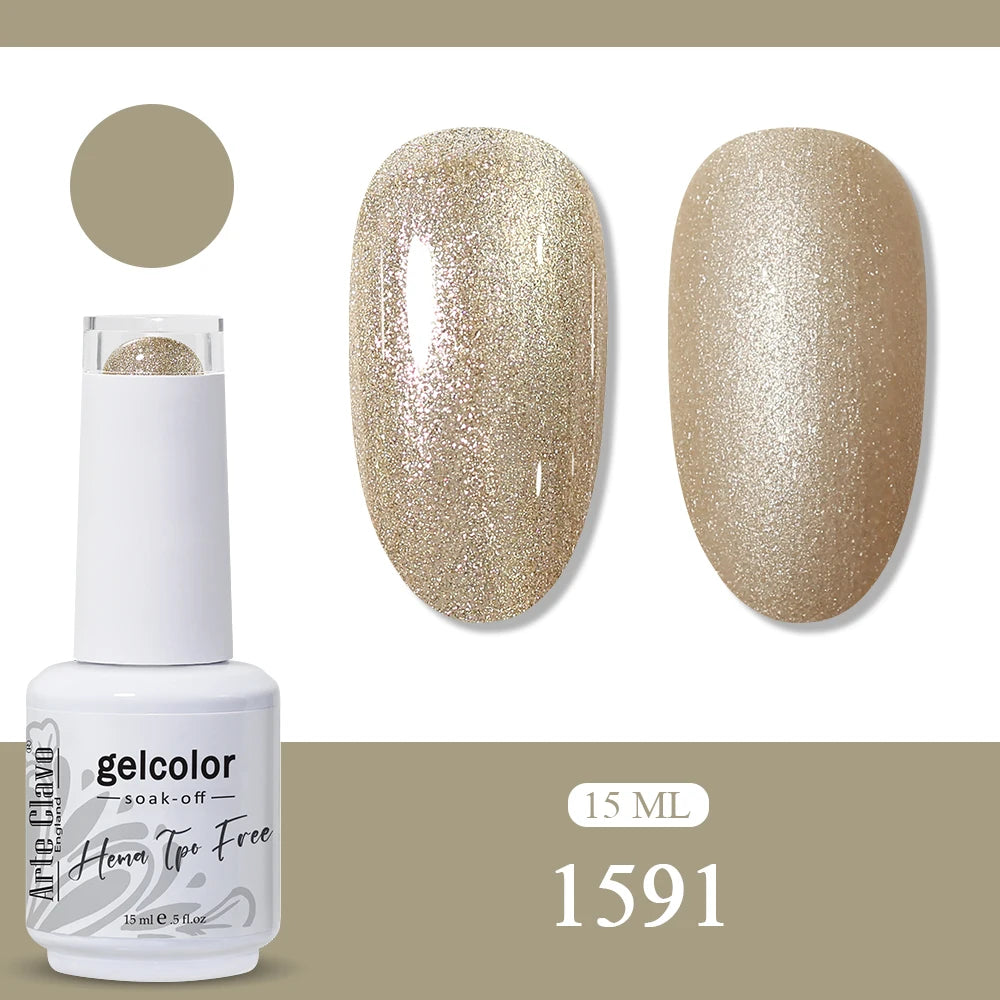 Arte Clavo Glitter Gel Nail Polish HEMA TPO Sliver Champagne