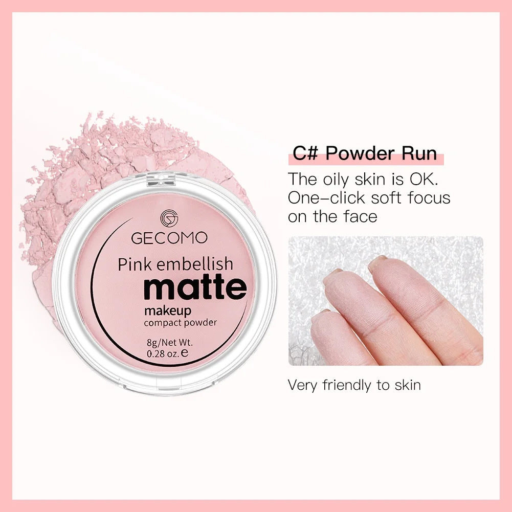 GECOMO Mattifying Compact Powder 12H Long Last Oil Control Silky Matt Makeup Setting Powder Translucent For All Skin Tones Qme 211008-C