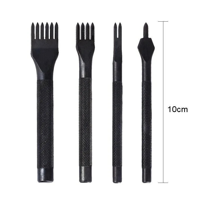 4Pcs DIY Leather Tools High-quality Leather Craft Tools Puncher Stitching And Punching Tool Set 1+2+4+6 Claw Leather Tool Set Qme
