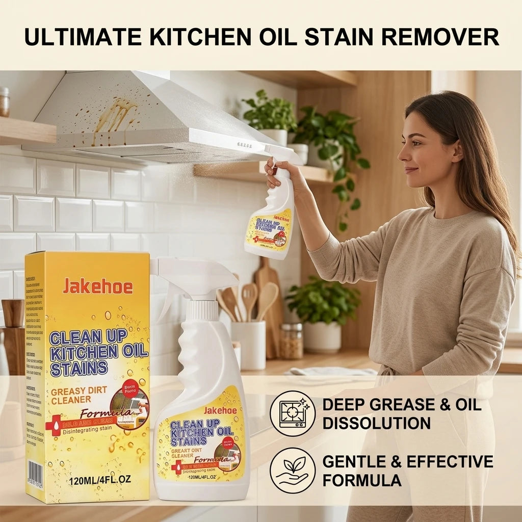 Kitchen Grease Stain Remover Spray Dissolve Caked Cooking Grease Remove Food Residue Fast-Acting Multi-surface Gentle Degreaser Qme