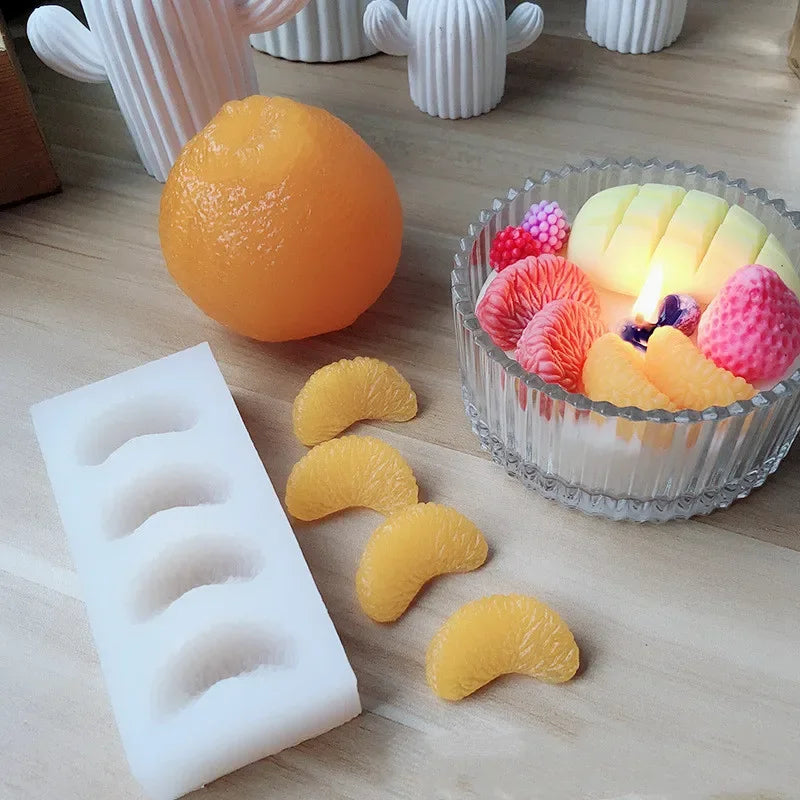 4 Hole Orange Silicone Mold DIY Fruit Cake Mould Aromatherapy Candle Qme