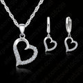 Birthday Valentines Gift Cubic Zircon Heart Pendant Jewelry Set 925 Sterling Silver Color Necklace Earring Women Wedding Sets Qme Default Title