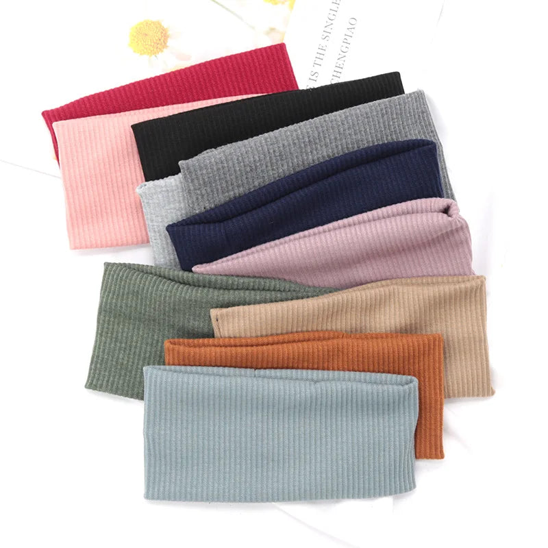 Elastic Solid Headbands Women Yoga Knitting Hairbands Wash Makeup Qme