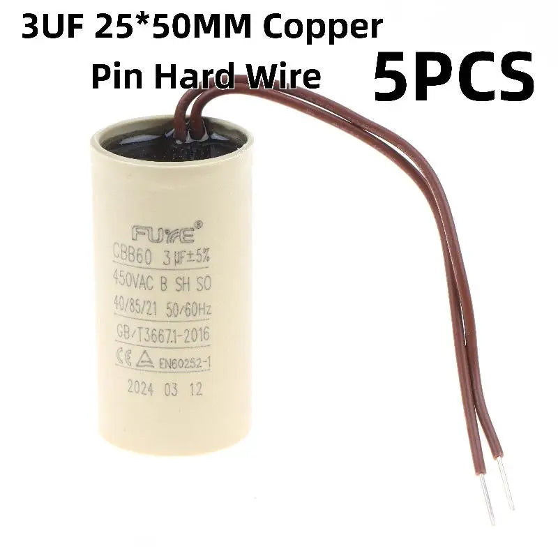 1/5Pcs 2/2.5/3uF Capacitor For Air Compressors Pressure Washers CBB60 Capacitor For Circulating Water Pump Hanging Fireplace Qme C 5pcs