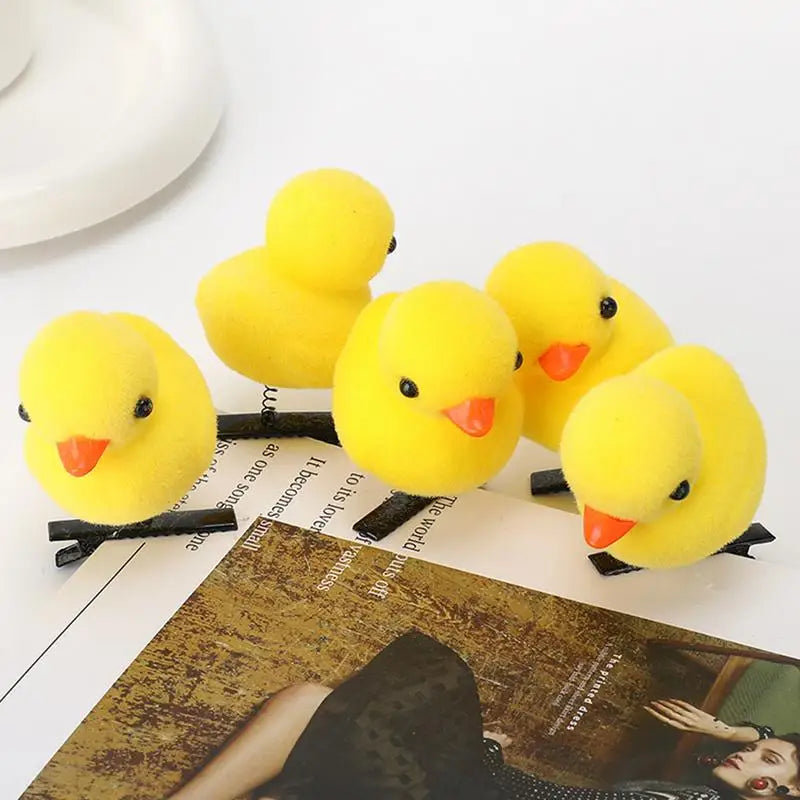 Little Yellow Duck Hairpin Plush Soft Hair Pins Fun Animal Clips Qme