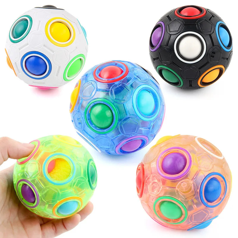Magic Rainbow Puzzle Ball Speed Cube Ball Fun Stress Reliever Brain Teaser Color Matching 3D Puzzle Toy for Children Teen Adult Qme