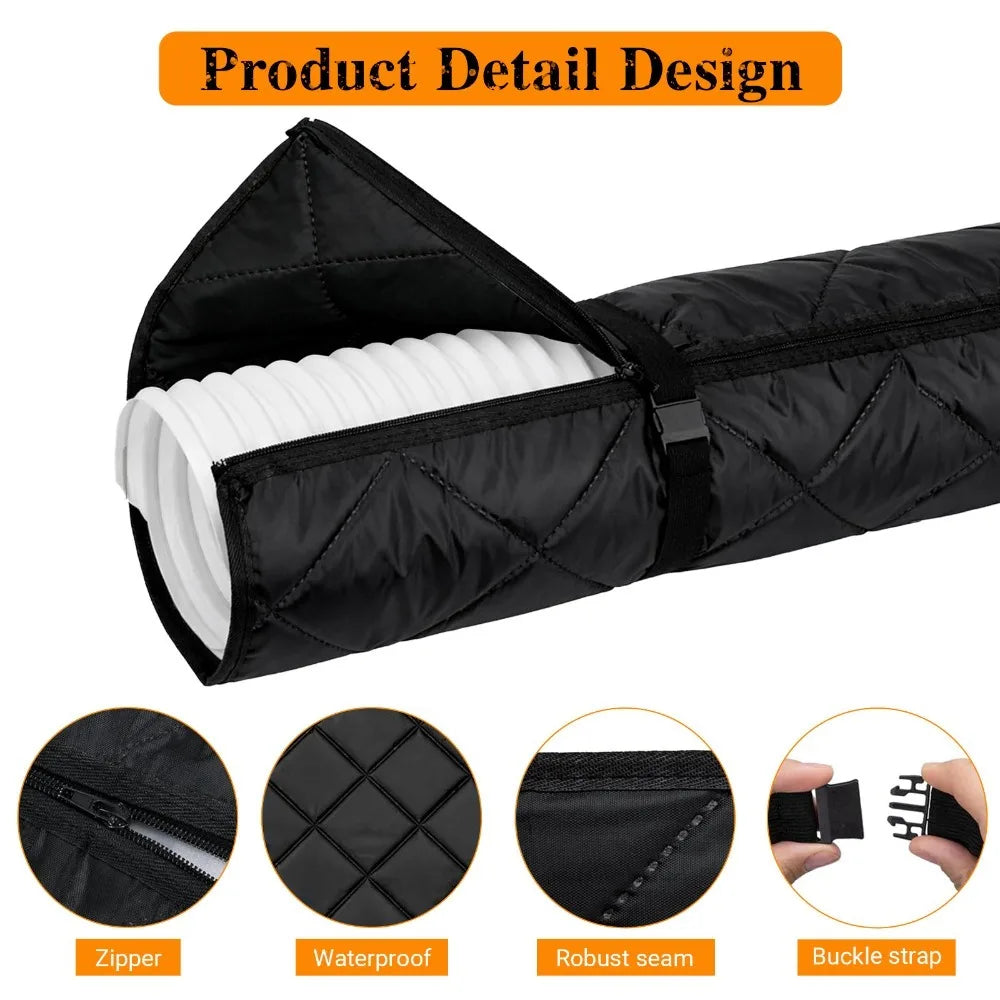 New Universal Straps Air Conditioner Hose Waterproof Cover with 2 Buckle Straps Hose Insulation Cover Heat Insulation Protective Qme